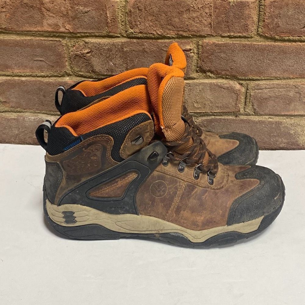 Hawx Talon Dark Umber Waterproof Lace-Up Work Boot Broad Square Toe Dark Brown S